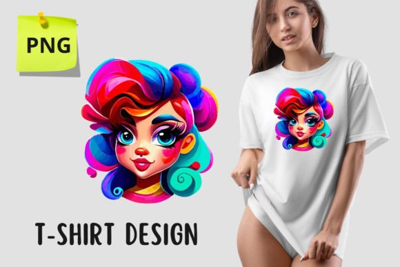 Colorful Girl T-shirt Design Clipart: Your Go-To Graphics Pack