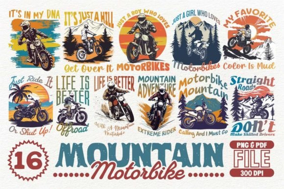 Mountain Motorbike T-shirt Design Bundle: Ready for Your Brand