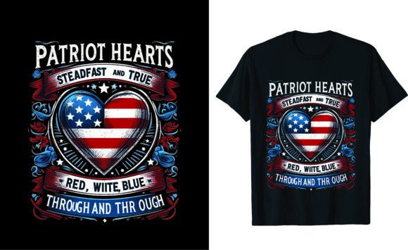 Patriot Hearts: A T-Shirt Design for Celebrating Independence