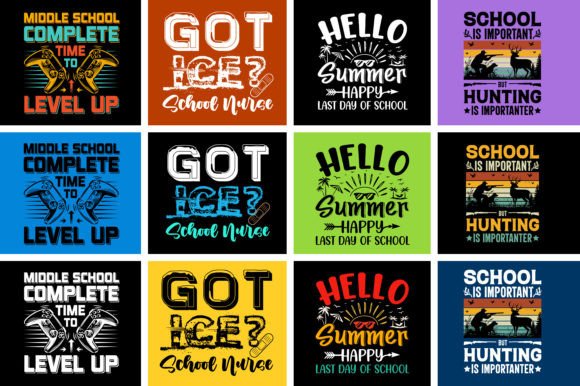 School T-Shirt Design Bundle: 12 Ready-to-Print Graphics