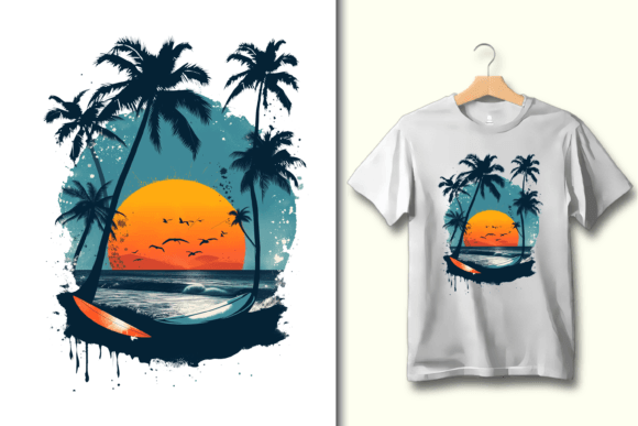 Tropical Summer Sunset Island Design PNG: Your Ticket to Paradise